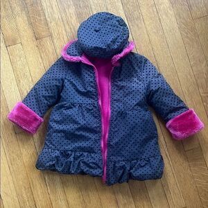 Polka Dot Coat with Pink Accents